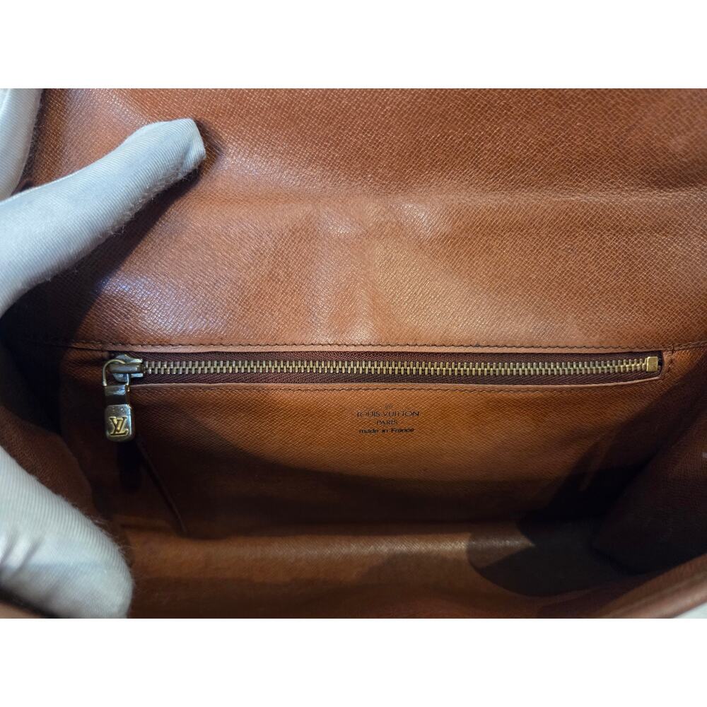 Louis Vuitton Bordeaux Monogram Crossbody Clutch Bag Vintage Brown Leather Trim - Picture 11 of 15